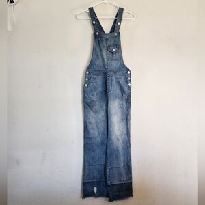 ASM Collection Denim Overalls Raw Frayed Hem NWT size XS